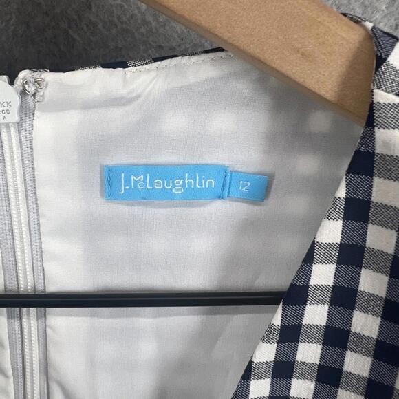 J. McLaughlin Kathryn in Navy White Gingham Check Ruffle Womens 12 Business NWOT - Picture 3 of 10